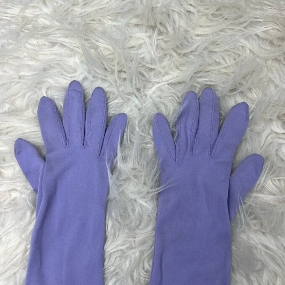 Vintage 70s Pastel Purple Nylon Cotton Forearm Length Womens Gloves ONE SIZE